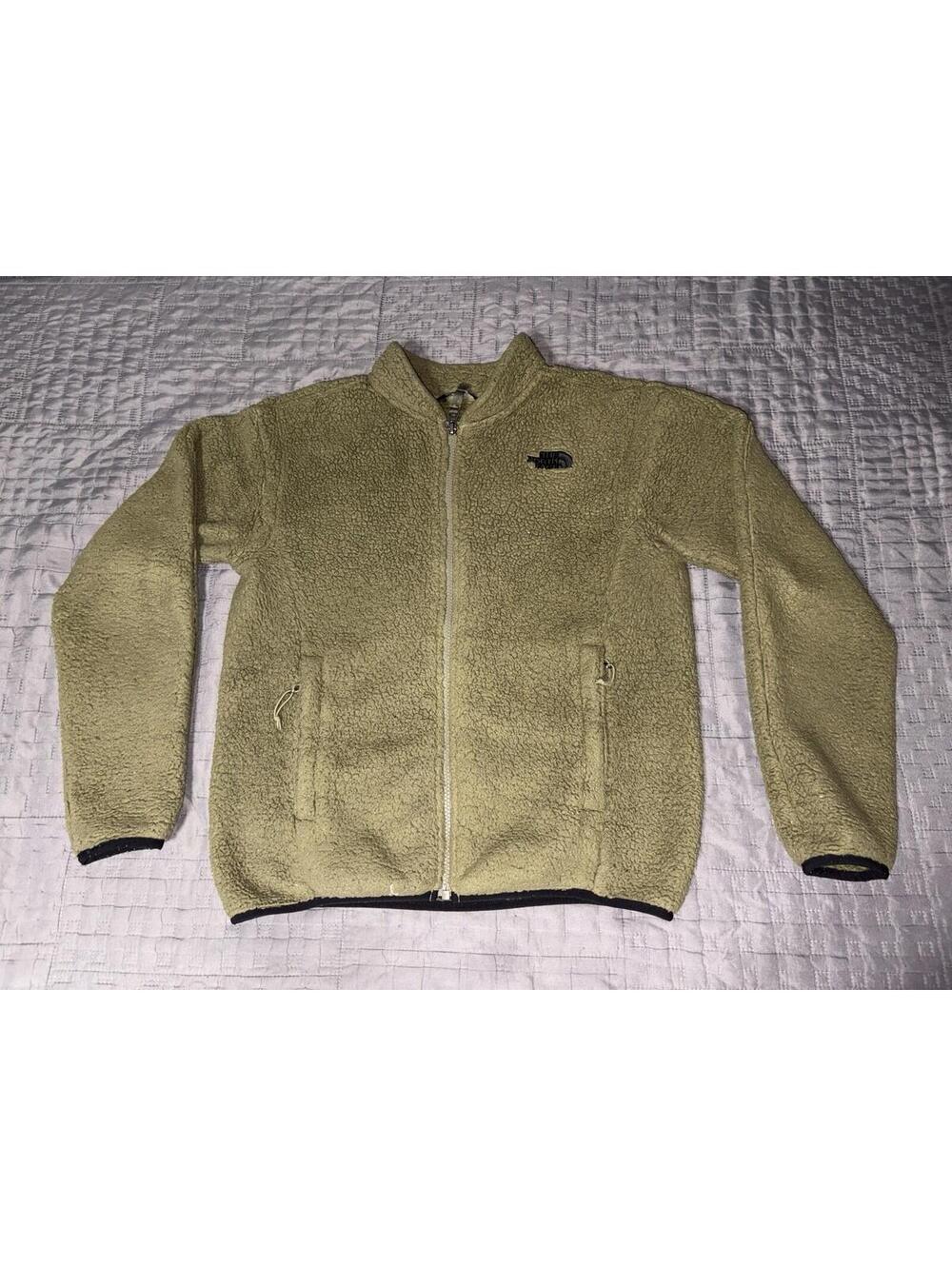 North Face Womens Jacket Small Olive Green Sherpa Fleece Fuzzy Soft Cozy Warm